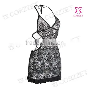 Black Sexy Backless Girls Nighty Sexy Wear Lingerie thumbnail-1