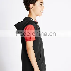 Boy's Pure Cotton Solid Color Hooded Sleeveness Sweatshirt Vest Waistcoat (5-14 Years) thumbnail-2