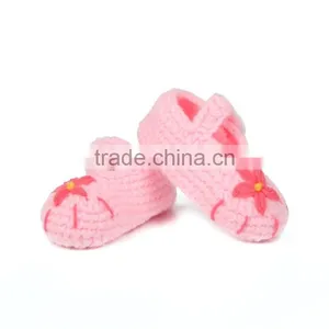 Beautiful Flower Baby Crochet Knitting Hand Made Boot Shoes thumbnail-1