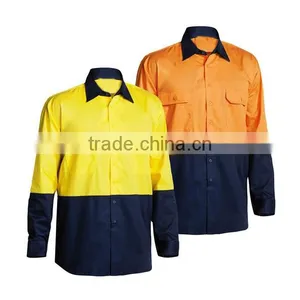 Custom Reflective Work Shirts High Quality Workwear Drill Spliced Work Shirt With 3MTape thumbnail-1