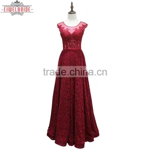 OEM Long Floor-length Red Beaded Evening Dress thumbnail-1