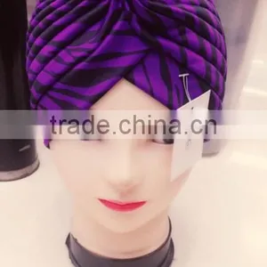 New Color Striped Indian Cap Arabic Muslim Headscarf Hat Lady Print Hat Wholesale thumbnail-3