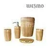 Straw Yellow Zebraic Pattern Conique Shape Wood Complete Bathroom Sets for Home Decration thumbnail-1