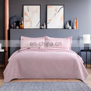 California Luxury Bulk Custom Bedsheet Polyester Pink Adult Comforter Quilt Set thumbnail-2