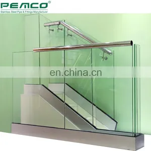 Modern Design Staircase Handrail Aluminum Base Shoe Frameless Glass Railing thumbnail-5