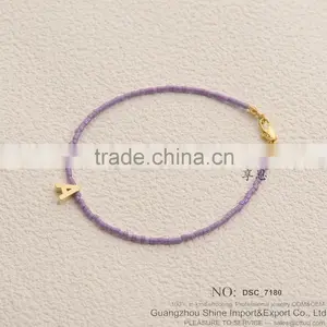 2015 Fashion Jewelry Seed Bead Bracelet With Alloy Letter Charm Bracelet thumbnail-6