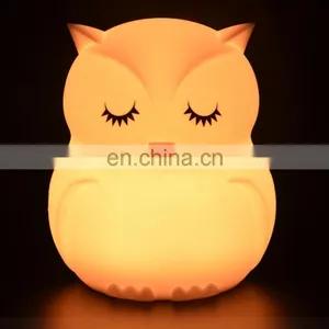 Children Cartoon Cute 3D Owl Shape Silicone Lamp Baby Colorful Sleeping Lighting Touch Night Light for Kids thumbnail-1
