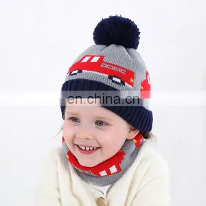 6 Months ~ 3 Years Old Winter Baby Hat For Girls And Boys Scarf Suit Warm Soft Children Pom Hat Knitted Skullies Baby Beanie Ha thumbnail-1