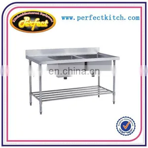 304 201 Stainless Steel Double Bowl Kitchen Sink With Drainboard thumbnail-4