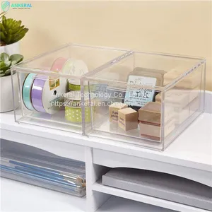 2021 Best Selling High Quality Clear Acrylic Cosmetic Drawer Box Makeup Jewelry Organizer Box thumbnail-3