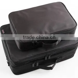 Hard Shell Professional Polyester Makeup Case,black Nylon Beauty Train Case Bag,cosmetic Travel Carry Case Bag thumbnail-2