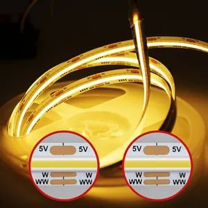 Dimmable New Dam Type FCOB CCT Linear Strip Light Natural White DC5V 320LEDs/m 320W+320WW W/WW/NW Waterproof Strip High Density thumbnail-2