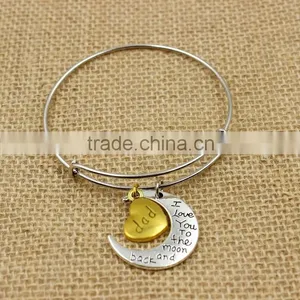 2016 New Design Stainless Steel Expandable Bangle Ani Bangle Bracelet i Love You to the Moon and Back thumbnail-5