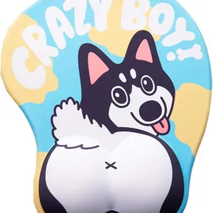 3D Mouse Pad Big Butt Pet Mouse Mat With Wrist Rest Husky, White, Silicone and Polyurethane Fiber thumbnail-1