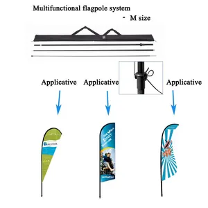 Combo Flag Pole：Sharkfin Teardrop Feather Rectangle Flag Stand Versatile Advertising Display for Events & Promotions thumbnail-5