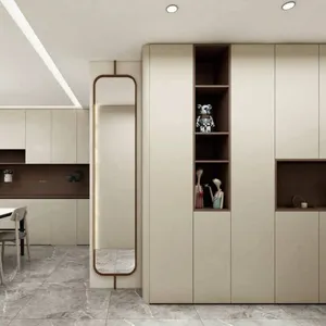 High-end Custom Arc Process Solid Wood Cladding Material - Hangmei Grille Rubber Wood Veneer Food Resin Wall Panel Large Board thumbnail-5