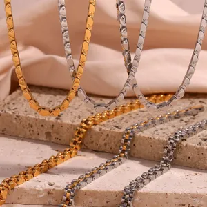 Two-Tone Rose Gold & Silver Plated Stainless Steel Necklace 18-inch Hypoallergenic Bulk Supplier thumbnail-5