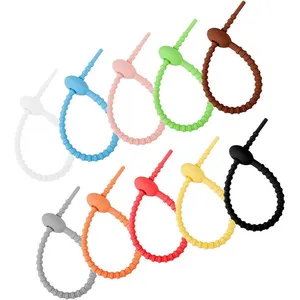 12-Pack Reusable Silicone Cable Ties 6-Inch Colored Self-Locking Cord Organizer Straps for Fastening Wire Management USB Data Cable Storage thumbnail-3