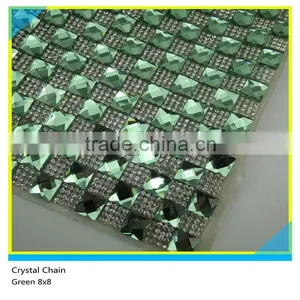 24*40 cm Decoration Rhinestone Sticker Sheets 8*8 mm Green Square Glass Sheet thumbnail-1
