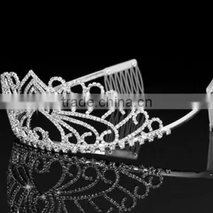 2015 New Style Luxury Diamond Big Crown and Tiara Wholesale Bridal Hair Accessories thumbnail-2