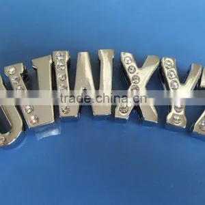 Produce Wholesale Zinc Alloy Half Side Diamonds DIY 18mm Rhinestone Alphabet Slide Bracelets Letters thumbnail-6