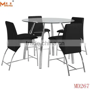 Round Tempered Glass Dining Table and Chair thumbnail-4