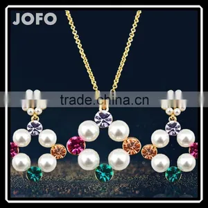 New Arrival Necklace/Earrings Jewelry Set Jewelry Set For Wedding Color Flower Pearl Jewelry Sets thumbnail-1