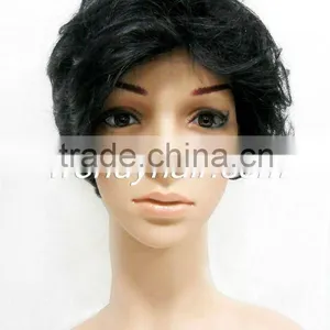 Short Black Synthetic Afro Machine Weft Wig thumbnail-1