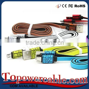 Factory Supply Wholesale Long Flat Noodle Nylon Braided USB Data Cables thumbnail-1
