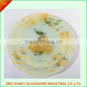3pcs Fashion Printed Tempered Glass Plate Fruit Plate thumbnail-1