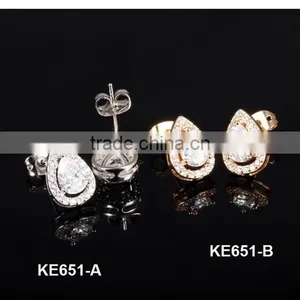 Rhodium Plated Jewellery Copper Popular Zircon Micro Pave Earring thumbnail-4