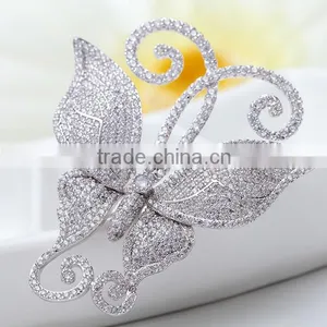Platinum Plated Designer Fairy Butterfly Brooch With AAA+ Cz Micro Pave Setting for Women and Men thumbnail-4