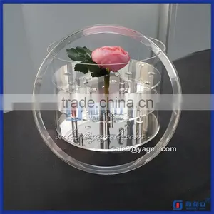 YAGELI-RF001 Fashion Custom 19pcs Rose Boxes, Round Acrylic Flower Box Rose Display Storage Round Box thumbnail-1