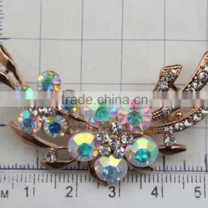 Wedding Bouquet Ab Color Rhinestone Flower Brooch,Color Rhinestone Brooch Pin For Garment Embellishment thumbnail-3