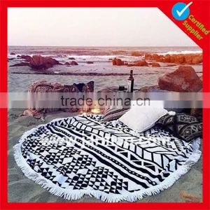Inexpensive Custom Design Hot Sell Cotton Round Beach Towel Supplier's Choice thumbnail-6