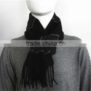 Yarn Dyed Plain Wool Scarf With Fringe thumbnail-1