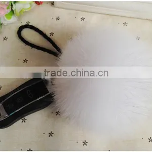 White Colour Real Fox Fur Pom Pom Key Chain thumbnail-1