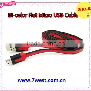 2014 Newest Stylish Flat Colorful Micro USB Cable Data & Charging Cable for Samsung/HTC/Samsung/LG/Nokia thumbnail-1