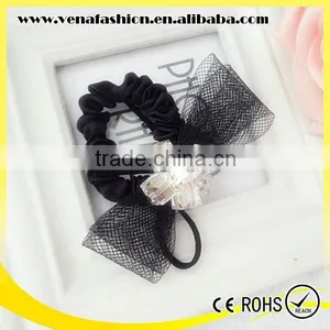 Gauze Jeweled Rhinestone Bow Pearl Handmade Felt Hair Band thumbnail-4