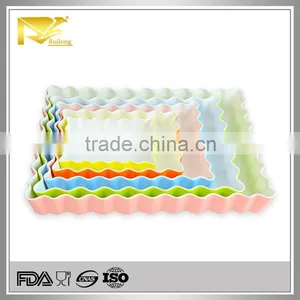 Bakeware Colorful Glazed Corrugated Ceramic Square Plate thumbnail-1