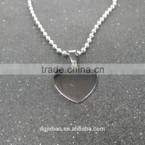 Mens Stainless Steel Heart Shaped Dog Tag Necklace Pendant Blank, Laser Engrave Logo Customize thumbnail-2