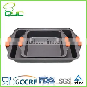 Non-Stick Metal 2 Piece Deep Baking Pan Sets With Silicone Grip thumbnail-1