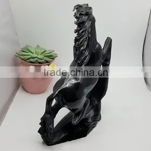 Obsidian Horse Figurine Sculpture Animal Carvings Office Ornaments thumbnail-4