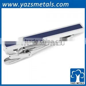 Navy Enamel Inlaid Short Tie Clip thumbnail-1