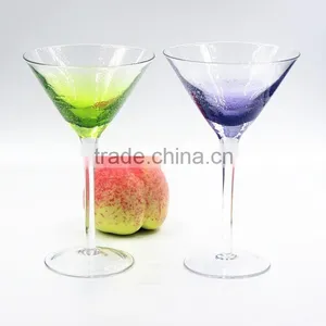 6 oz Good Quality Green Blue Martini Glass With Bubble thumbnail-2