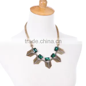 Cheap Wholesale Jewelry 2016 Latest Design Vintage Multiple Pendants Necklace Green Stone Pendant Necklace thumbnail-2