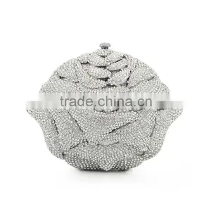3D Flower Hard Shell Crystal and Crystal Bags and Clutches (8746A-S) thumbnail-2