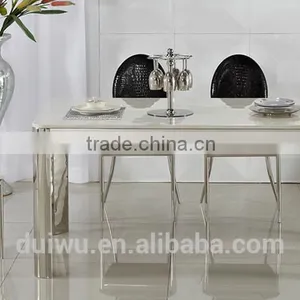 Modern Metal Dining Room Rectangular Tables Strong 201 Stainless Steel Base thumbnail-5