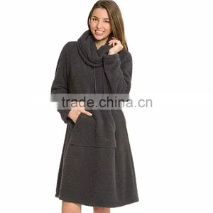 Night Dresses for Women High Neck Microfiber Fleece Bathrobe thumbnail-2