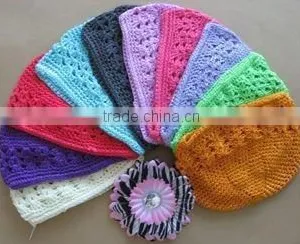 Crochet Newsboy Baby Beanie Kufi Hats With a Zebra Daisy Flower thumbnail-1